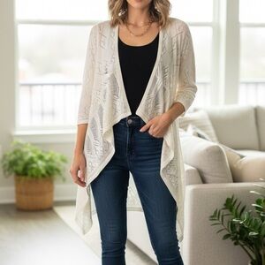 2/$15 Lightweight Open Front Cardigan | Layer | Chic BoHo Eyelet Lace | Size M